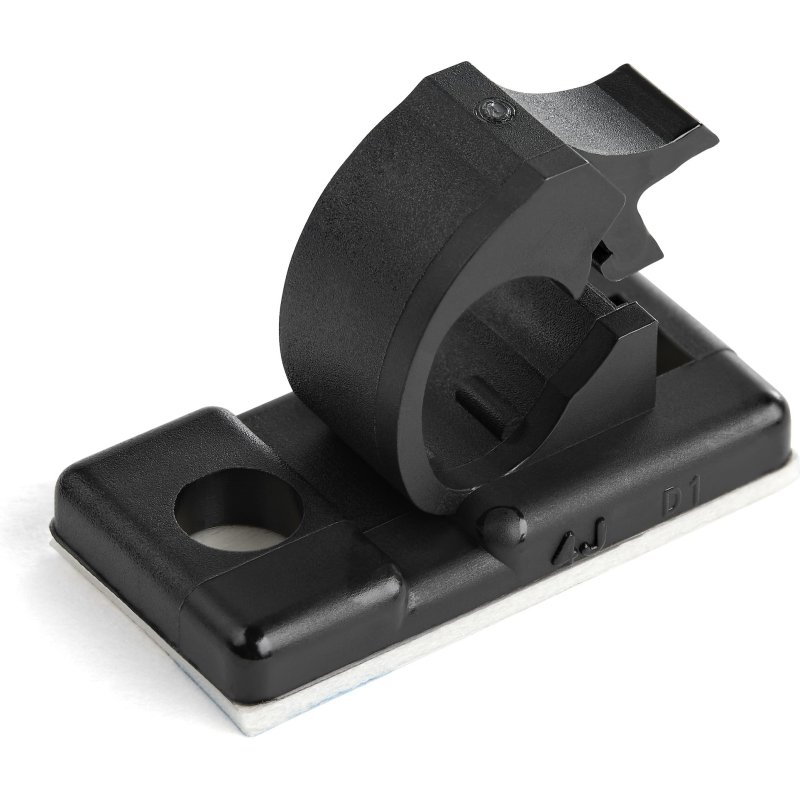 StarTech.com 100 Pinces Attache Câbles Adhésives Noir, Organiseur Câbles Réseau/Ethernet/Bureau/Ordinateur, Range Câbles Bureau Autocollant, Pince Nylon Autocollante Ignifugée UL/94V-2