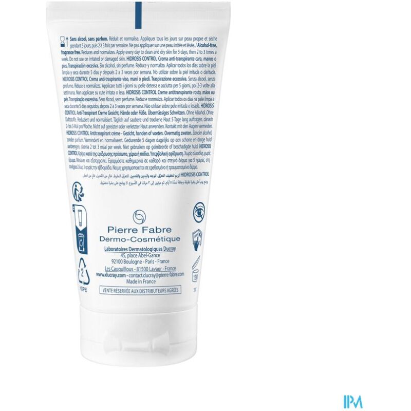 Crème anti-traspirante visage, mains, pieds Ducray Hidrosis Control - Tube de 50 ml