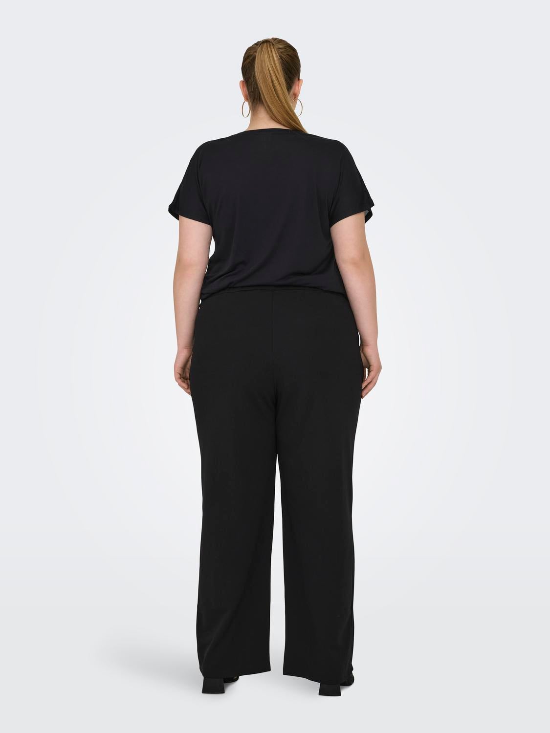 CARSANIA Normal geschnitten Hose mit weitem Beinschnitt Black