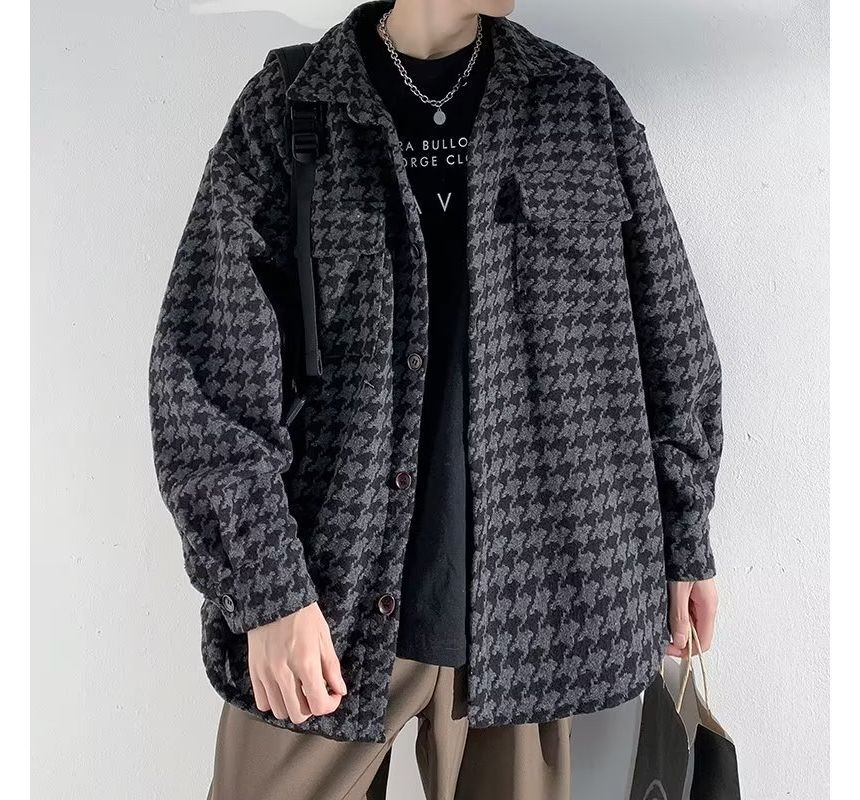 Ateso - Pied-de-poule wollen oversized overhemdjas