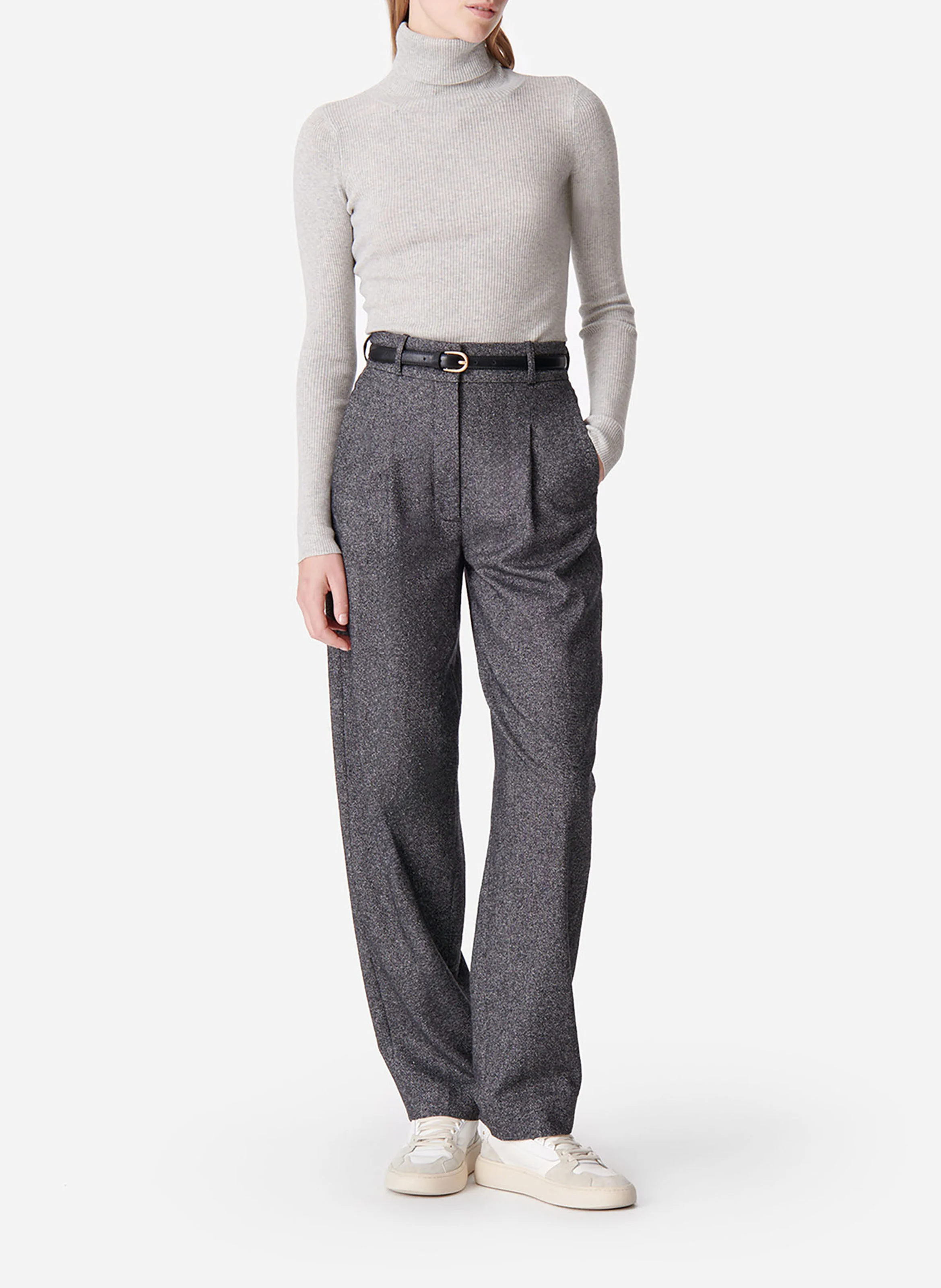 DAVID - Pantalon droit en laine mélangée | Gris