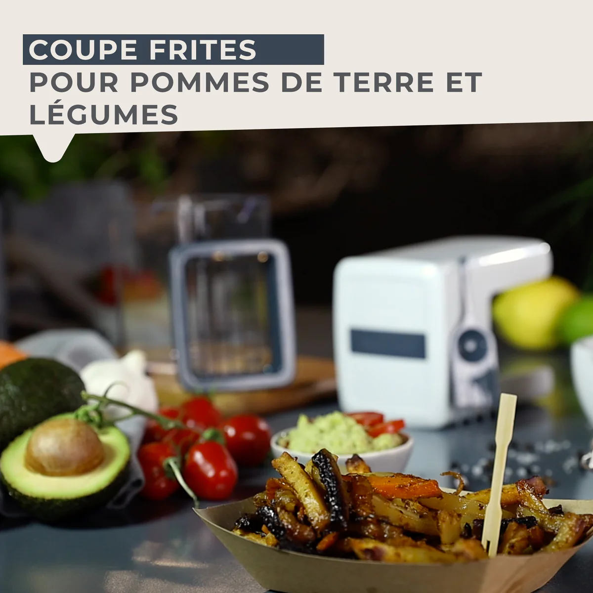 Coupe frites manuel avec récipient et brosse de nettoyage Easy Prepare