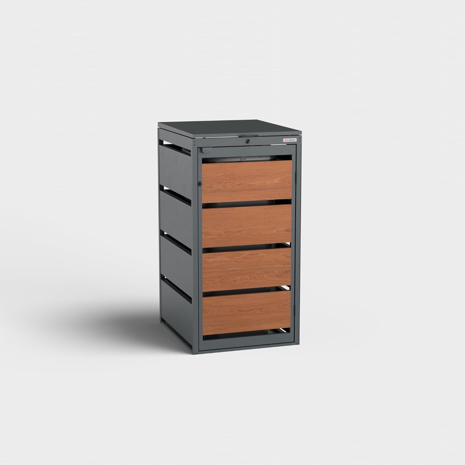 Dagobert Mülltonnenbox 1er für 120 Liter Mülltonne | verzinkter Stahl | robuste Mülltonnenverkleidung | Müllbox, Müllhaus | verwendbar als Paketbox | Box für Mülltonnen (120 L - 1er)