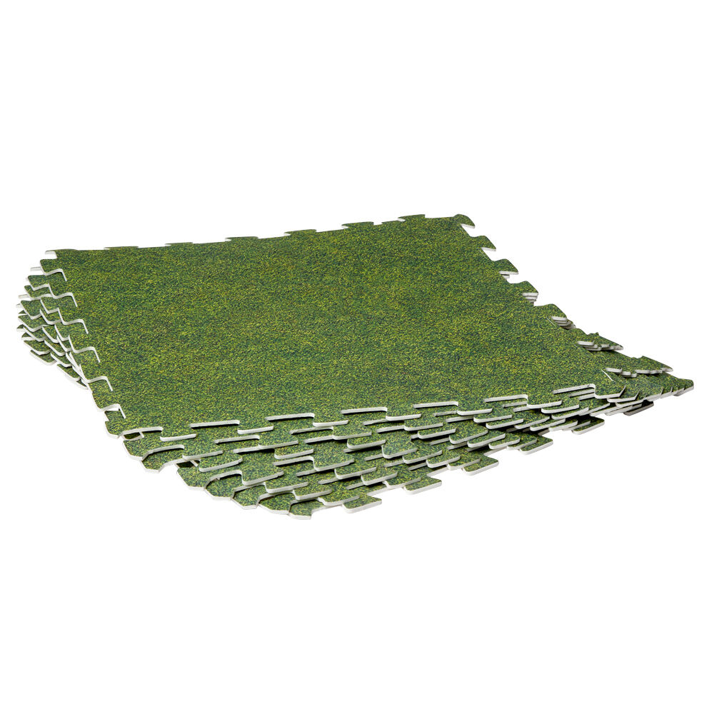 Lot de 8 dalles de protection mousse 50x50cm effet gazon vert