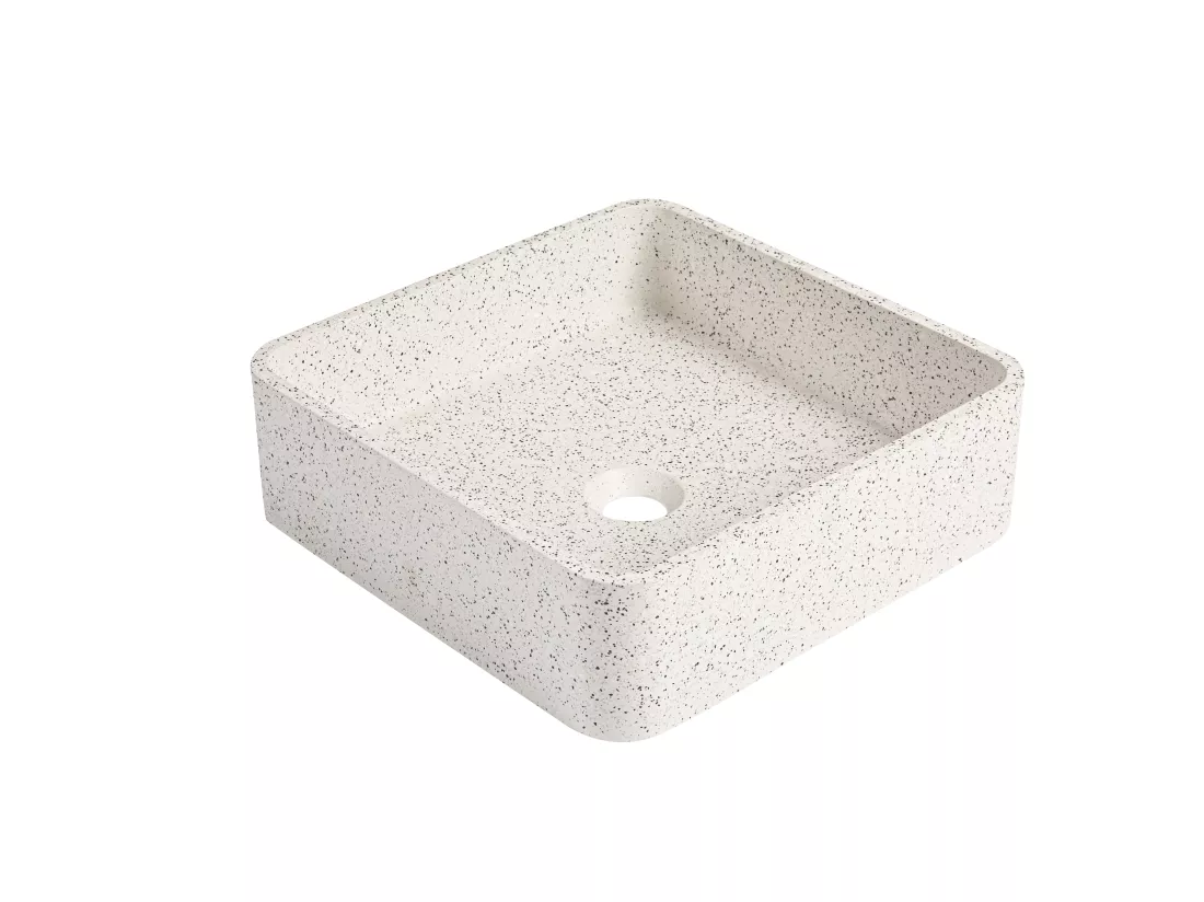 Vasque à poser carrée en terrazzo - L39 x l39 cm - STOCHI