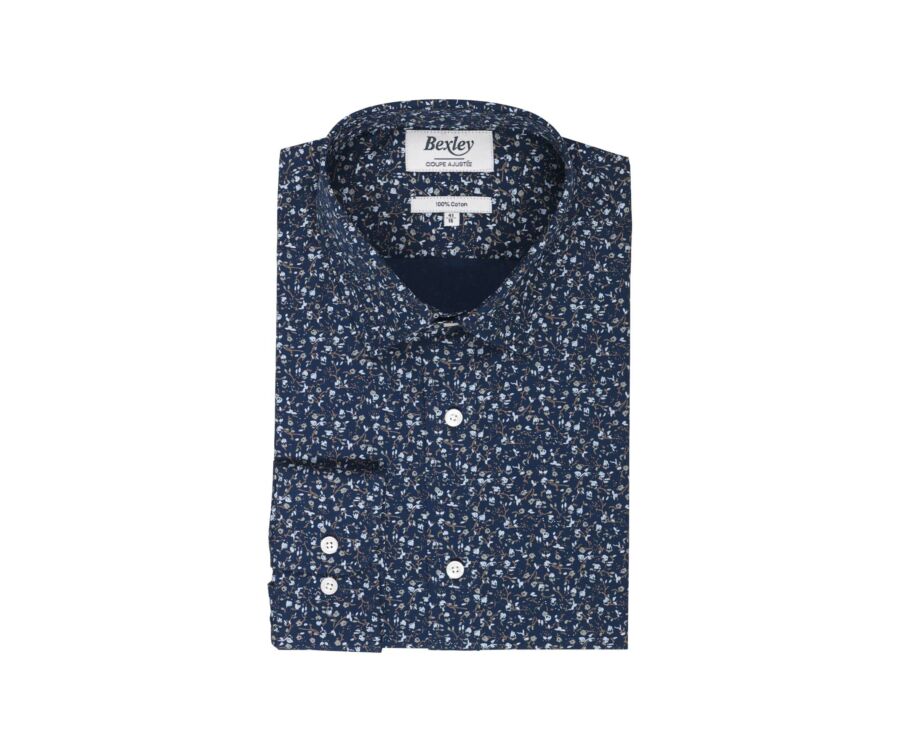 Chemise marine imprimée motif Taupe - MÉDÉRIC