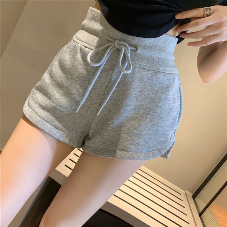 Hevnir - Melange sweatshorts met trekkoord in de taille