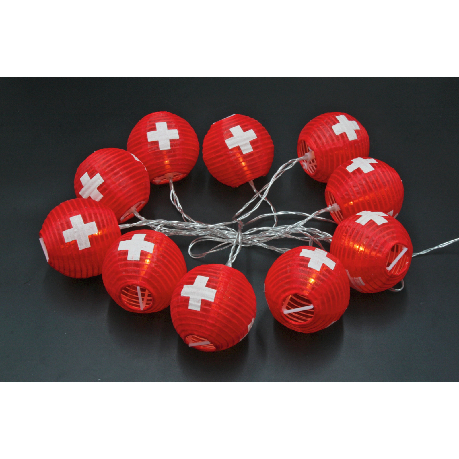 Lampion Kette Schweizerkreuz Indoor 180 cm