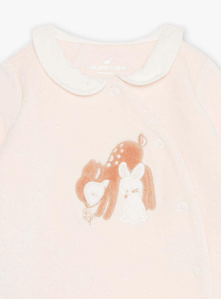 Pyjama rose et écru en velours