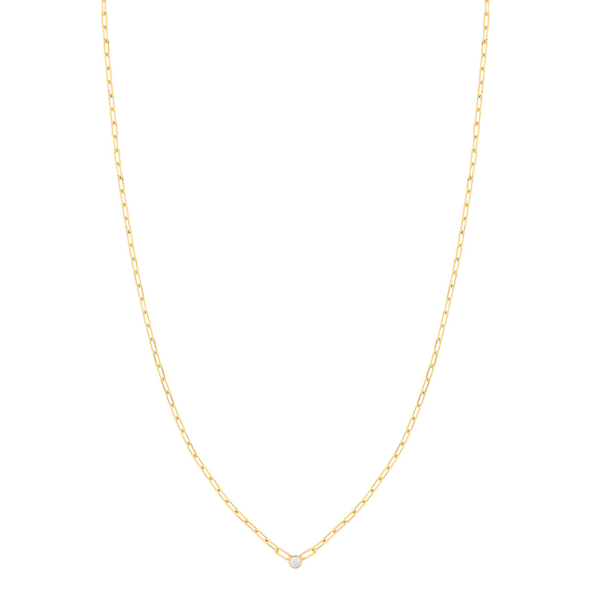 Collier plaqué or maille trombone zirconia 45 cm