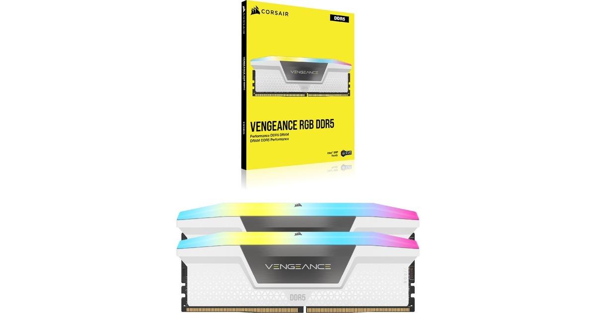 Corsair32 GB DDR5-6400 Kit werkgeheugen  (Wit, CMH32GX5M2B6400C36W, Vengeance RGB, XMP 3.0)