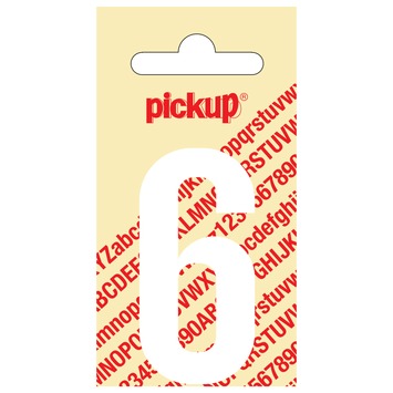 Pickup plakcijfer 6 wit mat 60 mm