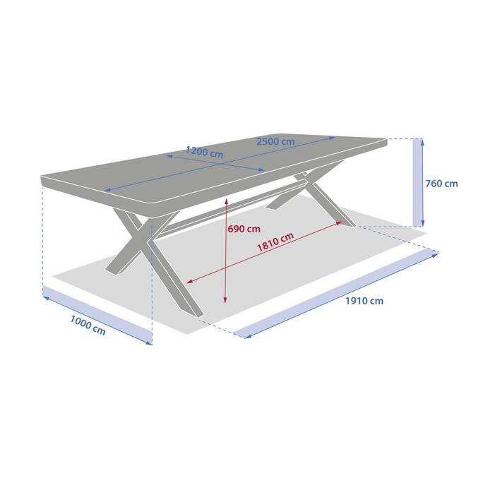Table de jardin rectangulaire XENIA Eucalyptus