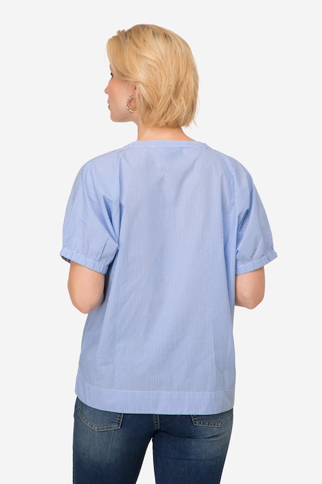 Streifenbluse, oversized, Robben Print, Halbarm