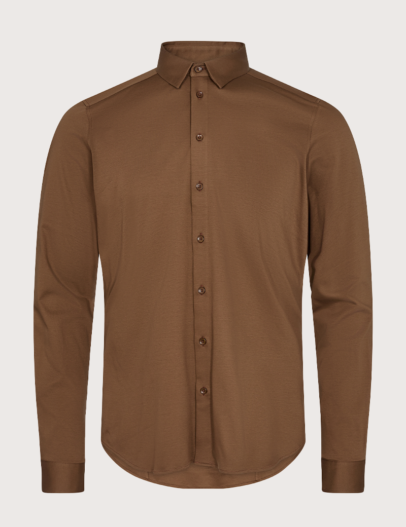 MOS MOSH CHEMISE HOMME MARCO CRUNCH JERSEY MARRON CLAIR