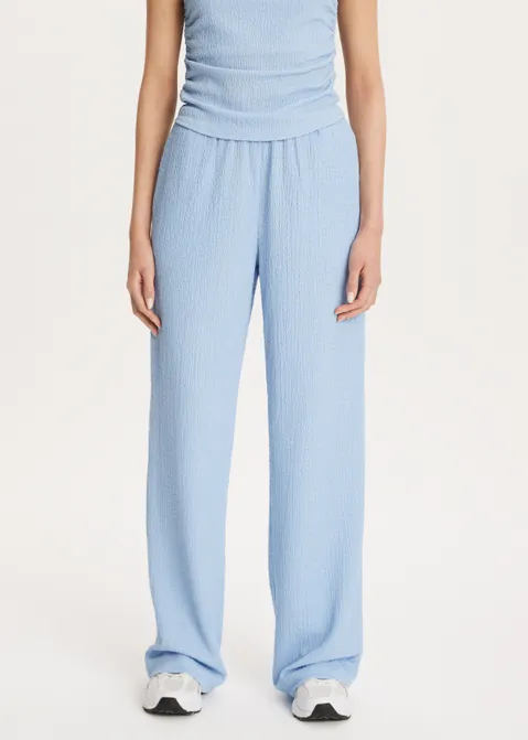 Rechte broek met structuur blauw (BLW.L)