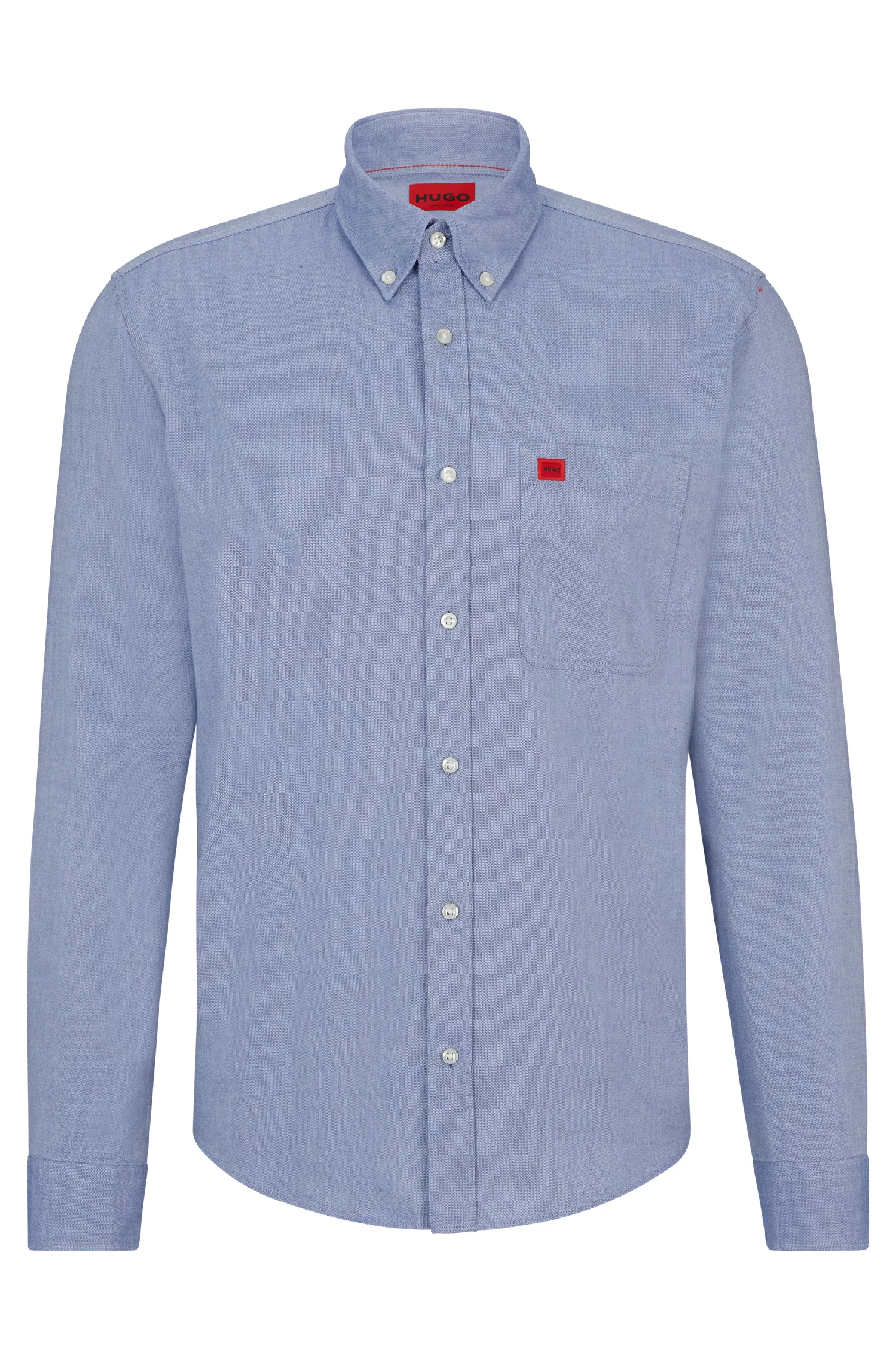 Camisa HUGO vermelha de corte slim com botões, em algodão Oxford.