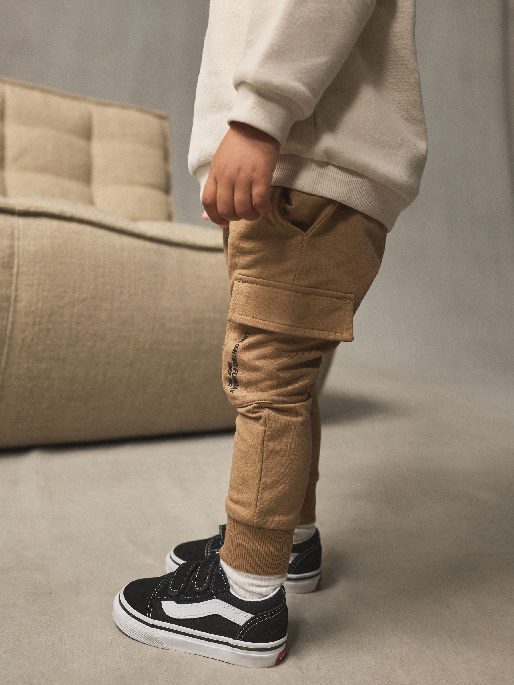 Ecru gebroken wit - Set met utility-sweatshirt en super skinny joggingbroek (3mnd-7jr)