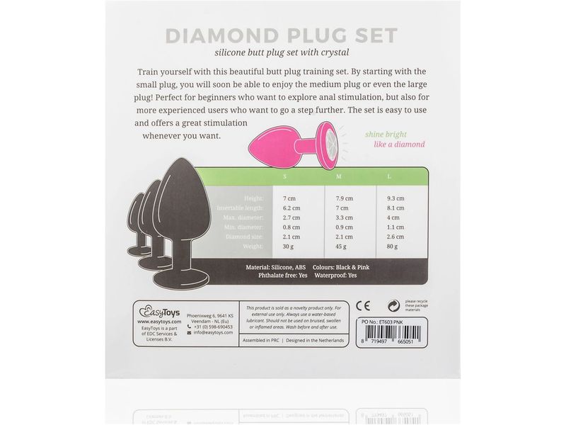 Easytoys Anal Plug aus Silikon mit Diamant Pink Sexspielzeug Kollektion für die anale Stimulation