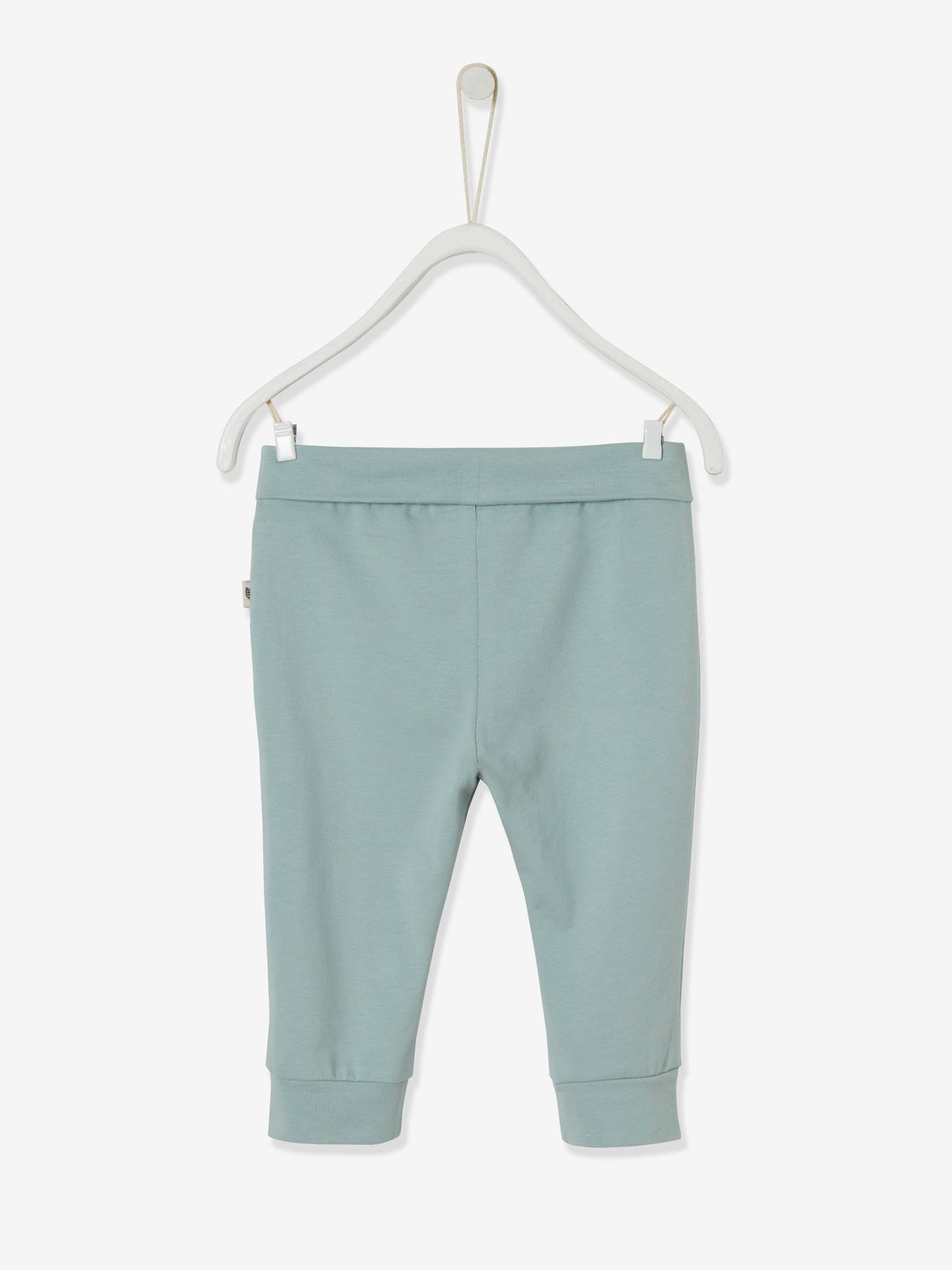 Calça legging de malha 100% algodão orgânico para bebê menina, cor verde claro lisa.