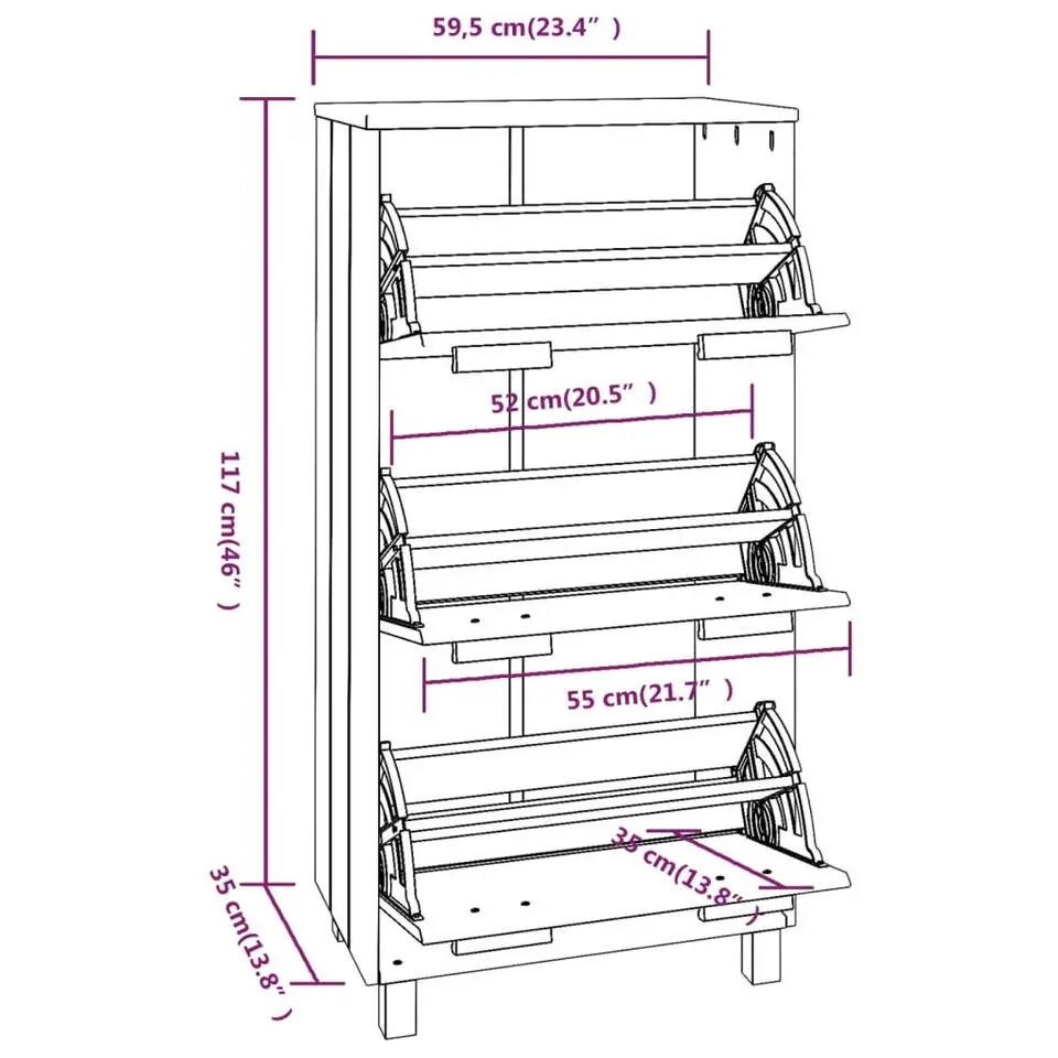vidaXL - Schoenenkast - Bruin - Grenenhout