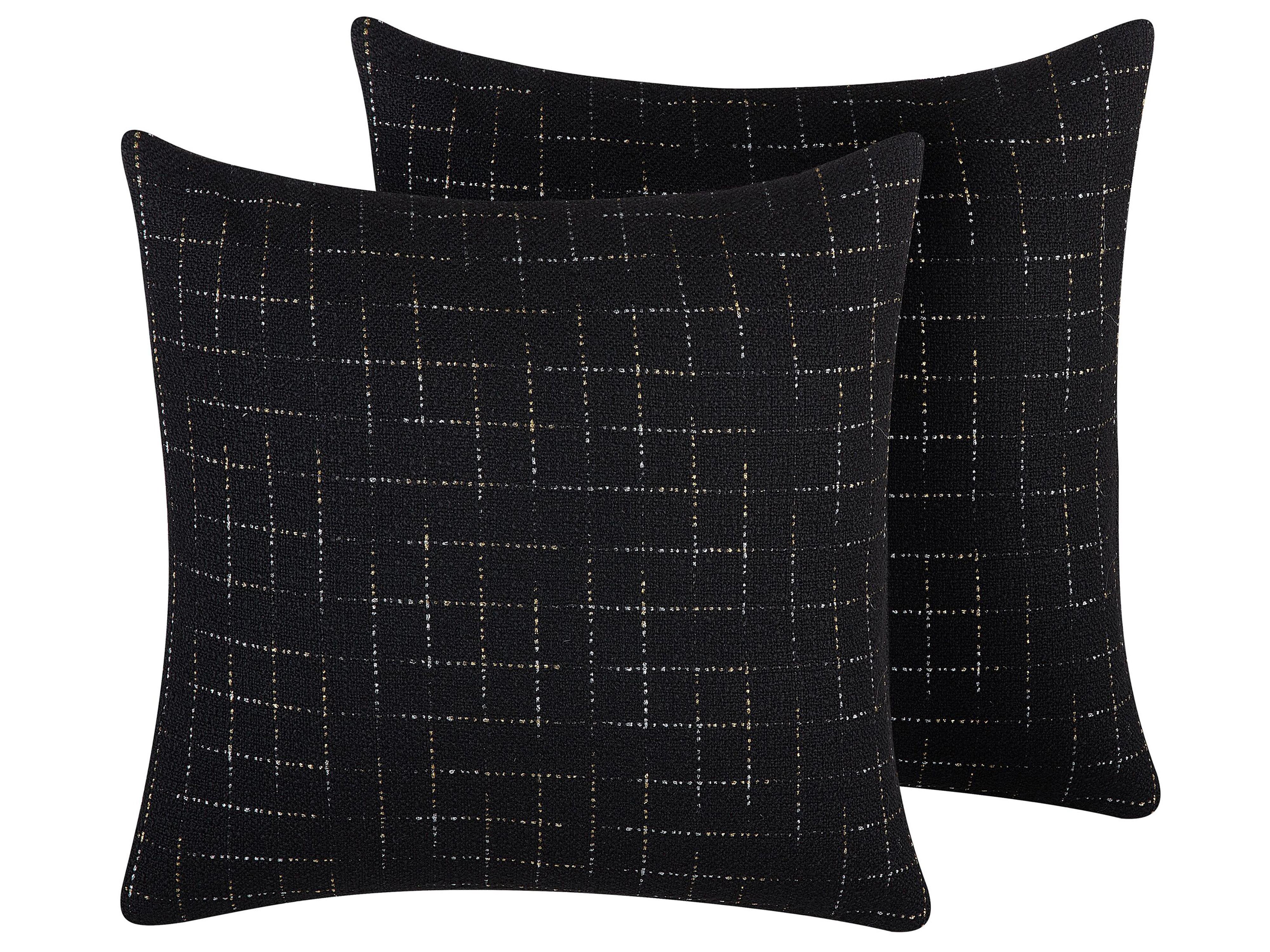 Set van 2 sierkussens BELLFLOWER 45 x 45 cm Zwart geometrisch patroon