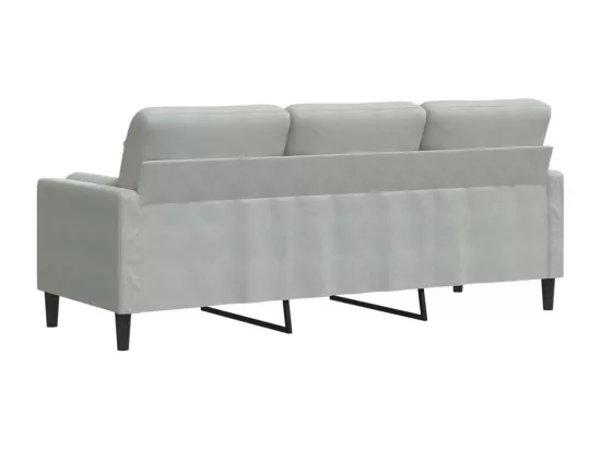Canapé 3 places avec oreillers gris clair 180 cm velours