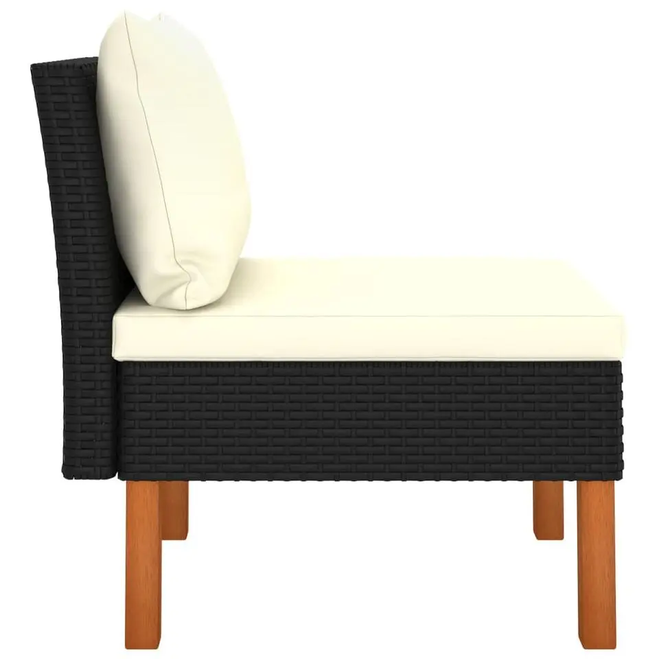 vidaXL - Loungeset - Zwart - Poly rattan en massief eucalyptushout - 3 stuks