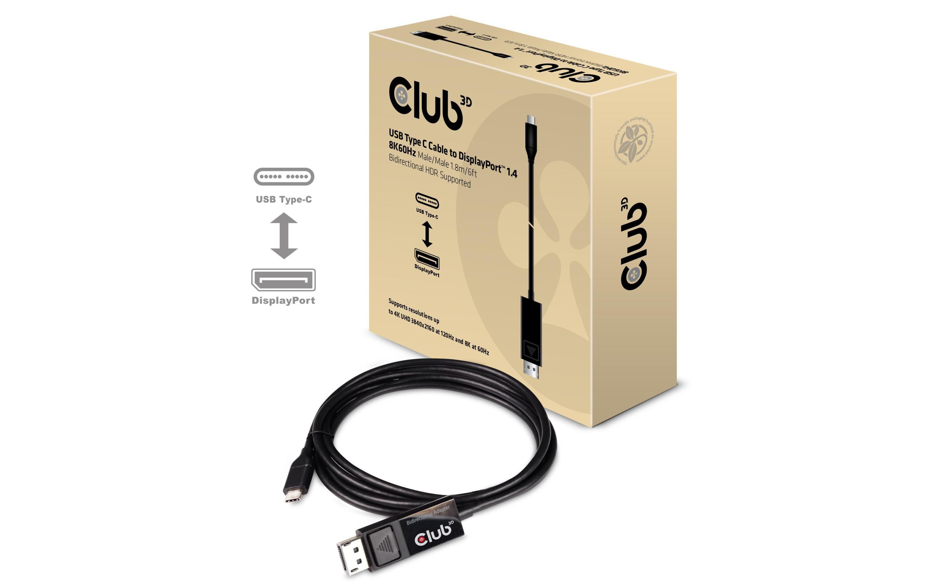 Adapter USB Type C Kabel auf DP 1.4 8K60HzUSB Typ Cauf DisplayPort 1.4 Kabel 8K60Hz, Bidirektional