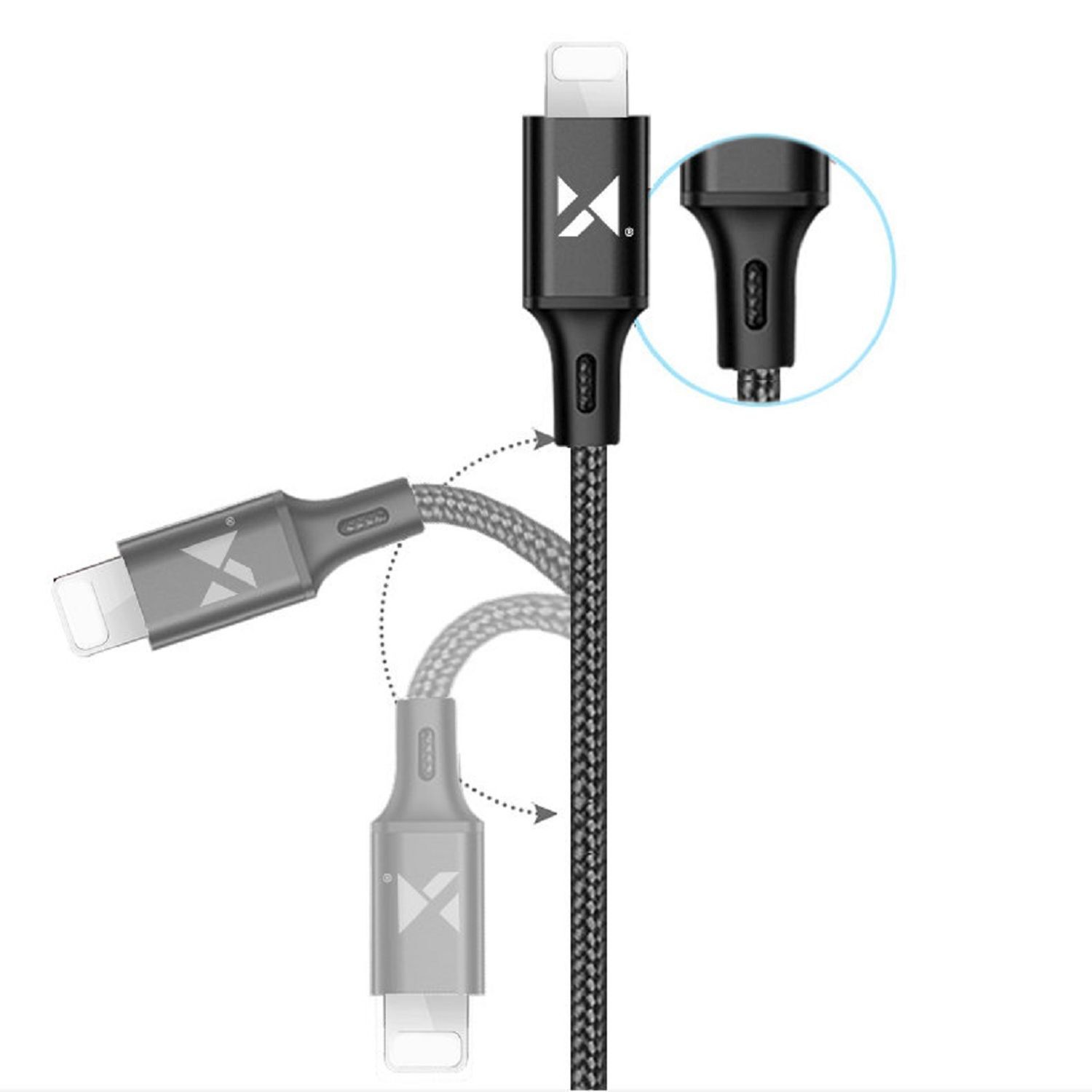 Schnellladekabel iPhone Anschluss 2.4A 2m Schwarz