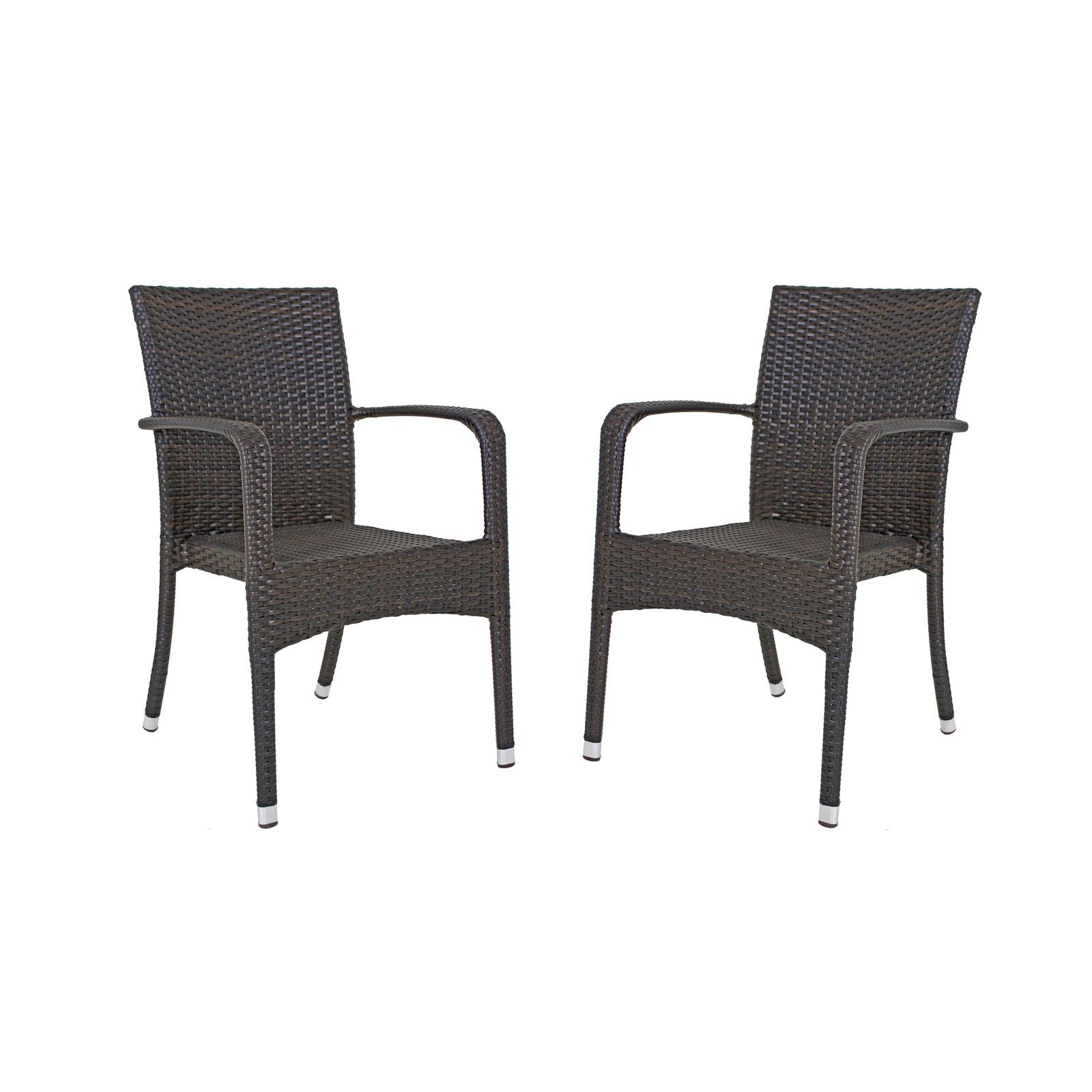 2er-Set Stapelstühle LONDON - coffee - Geflecht