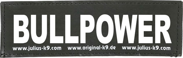 Julius K9 tekstlabel Bullpower zwart 11 x 3 cm 2 stuks