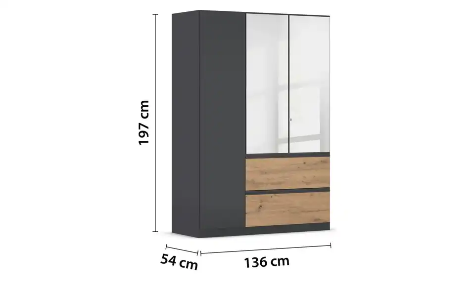 Drehtürenschrank 136 cm 3 Stück