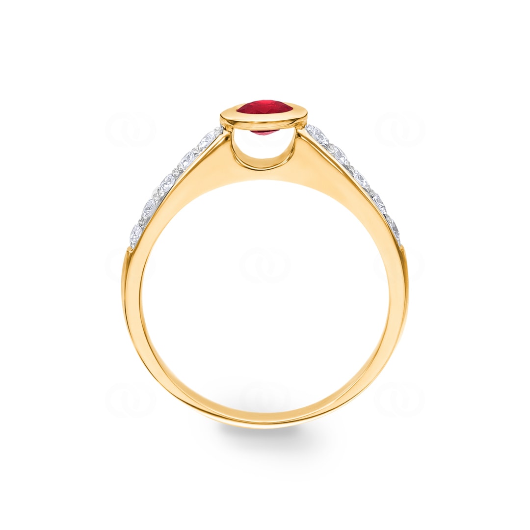 Verlobungsring 750/18 K Gelbgold mit Diamanten 0.25 ct H/Si und Rubin 0.36 ct