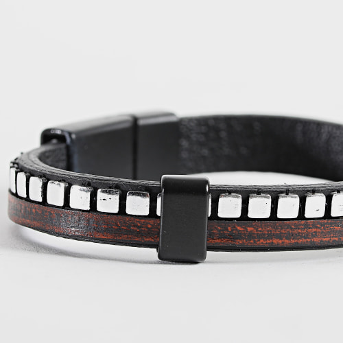 Bracelet Noir Marron Argenté