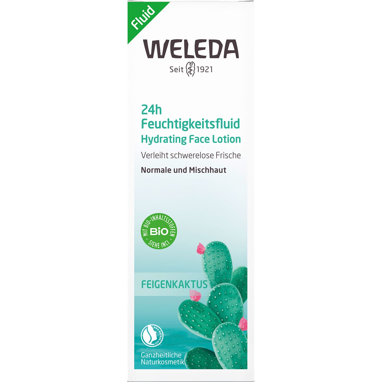 Weleda Feigenkaktus 24h Feuchtigkeits-Fluid - mattiert und zieht schnell ein, nicht komedogen