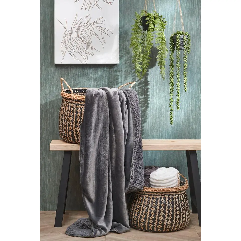 Mica Decorations Mardy Fleece Plaid - L200 x B150 cm - Antraciet