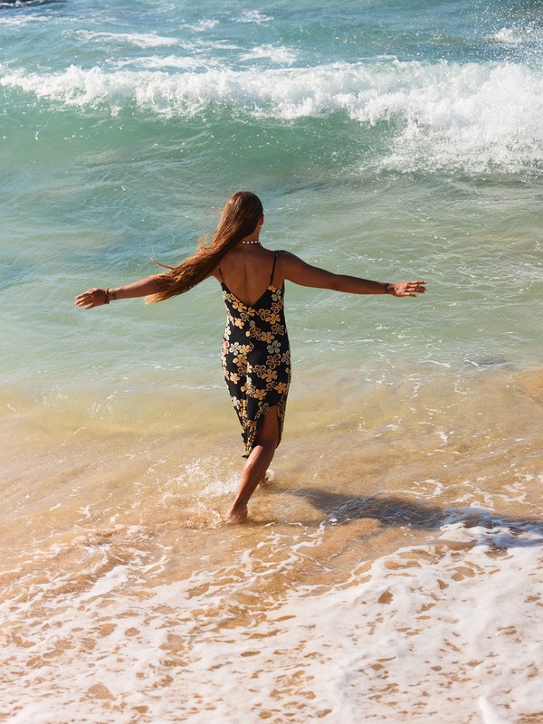 Stay Sunny Robe fluide à bretelles Noir Femme