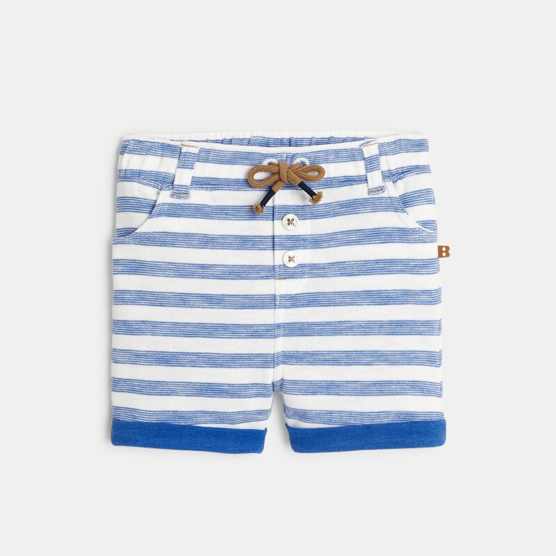 Short molleton à rayures bleu bébé garçon Bleu