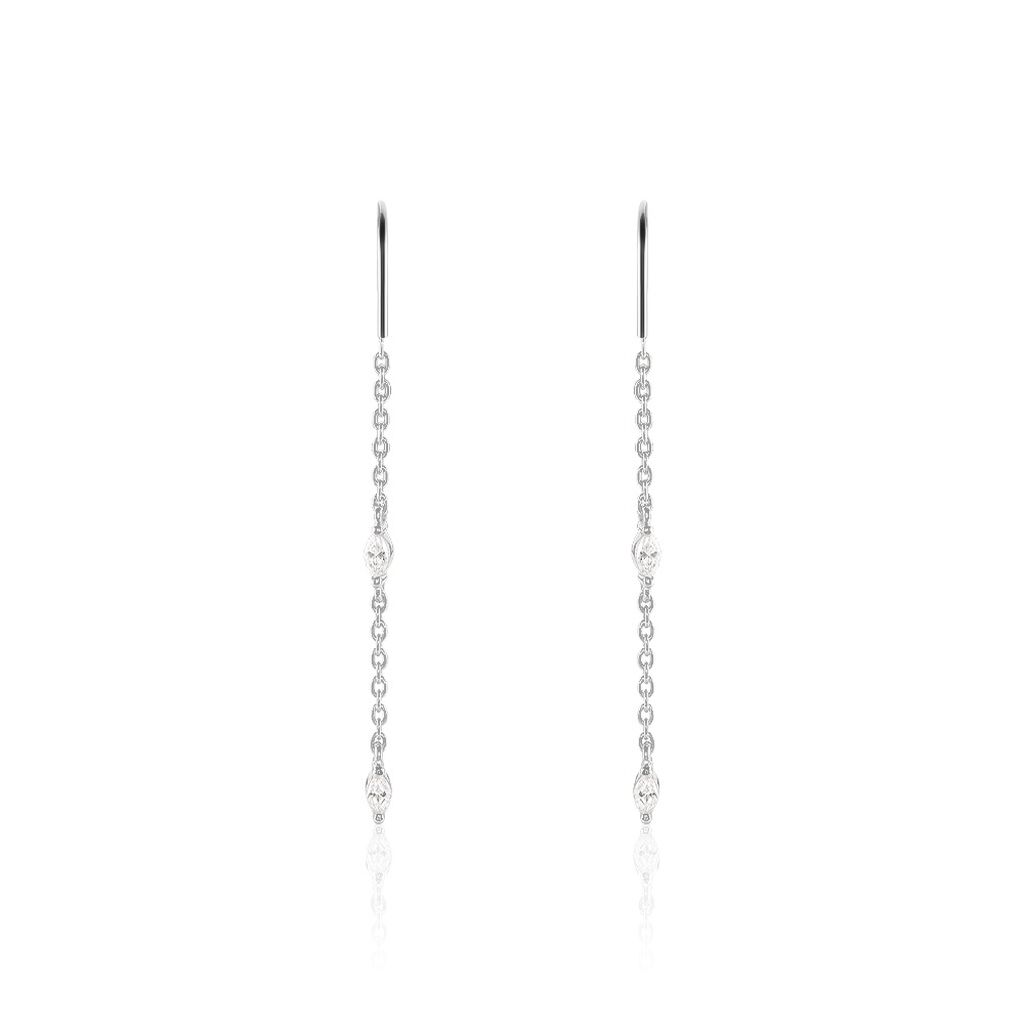Boucles D'oreilles Pendantes Garsha Argent Blanc Oxyde De Zirconium