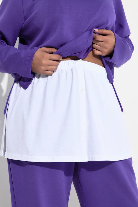 Sweatshirt, Bluseneinsatz, V-Ausschnitt, Langarm