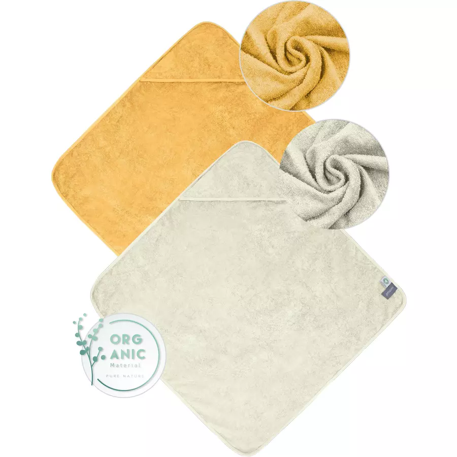 normani 2x Baby Wickeltücher aus Bio-Baumwolle GelbBeige