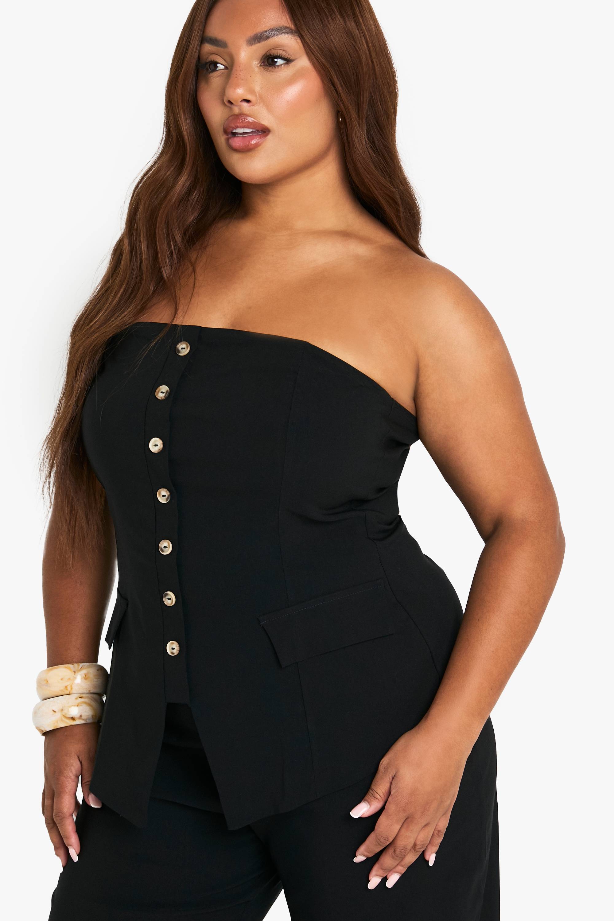boohoo Gilet bandeau longline super stretch pour grandes tailles & pantalon à jambes larges