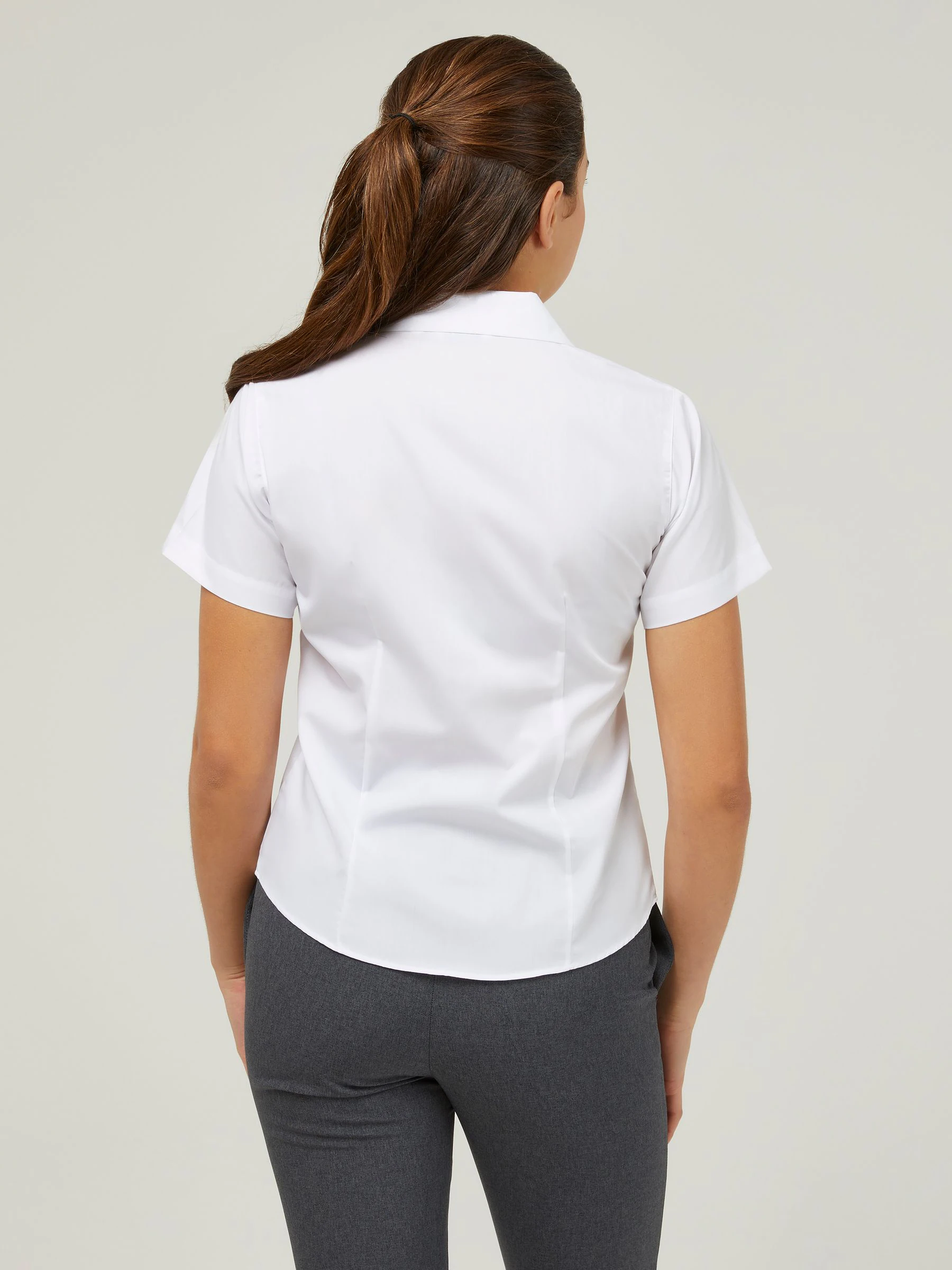 Trutex Witte Cubaanse Kraag Slim fit Korte mouwen 2 Pack School overhemden