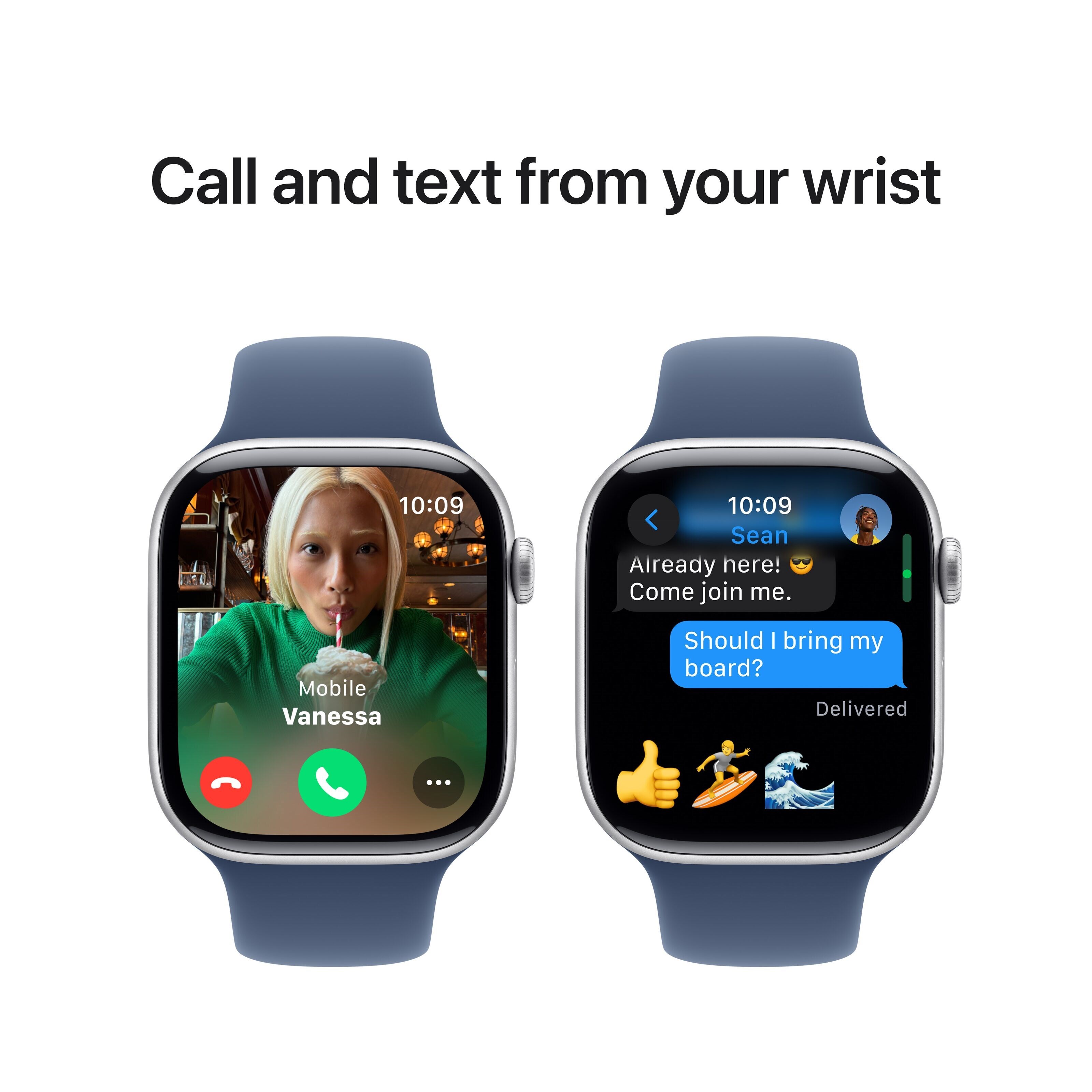Apple Watch Series 10 GPS 46 mm Silver Case med Denim Sport band S/M