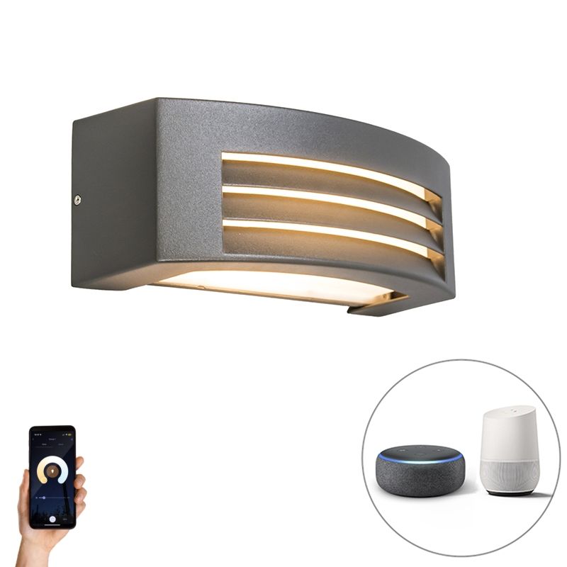 Smart wandlamp antraciet IP44 incl. Wifi P45 - Hurricane 1
