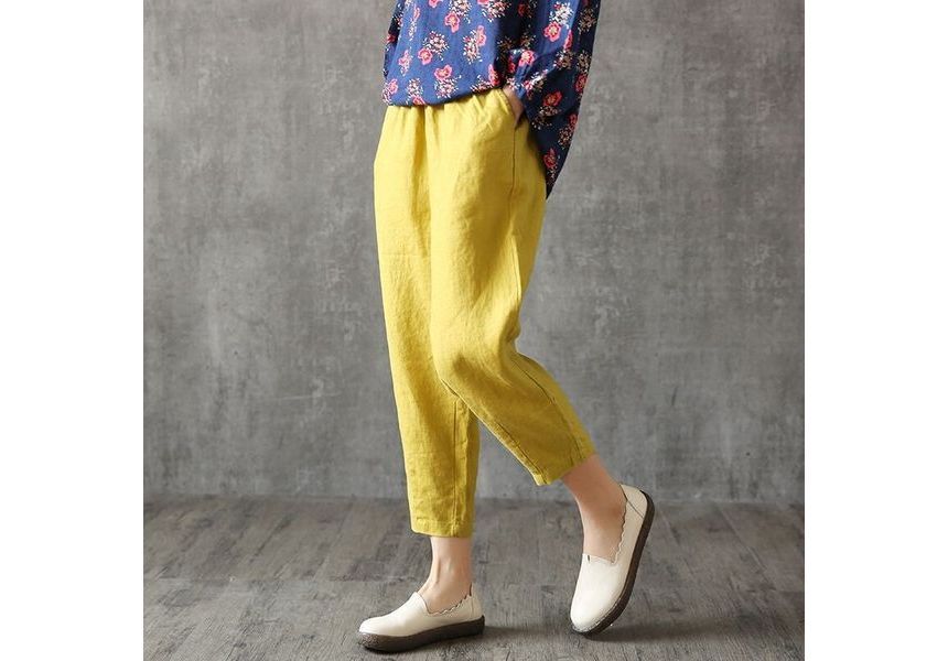 Supernova - Effen cropped harembroek met trekkoord in de taille