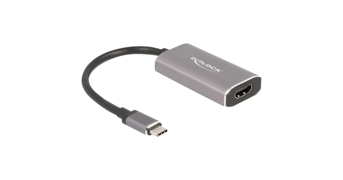 DeLOCKUSB-C 3.1 Gen 1 (male) > HDMI + HD adapter  (Grijs, 0,2 meter, 8K)