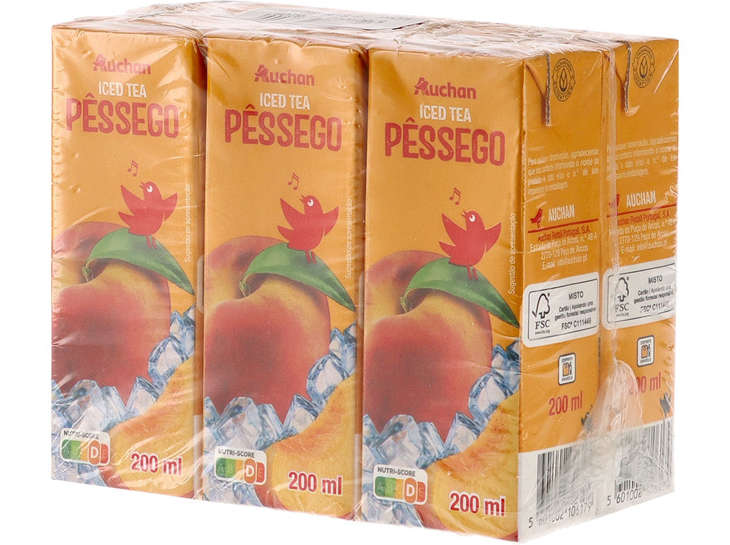ICE TEA AUCHAN PESSEGO 6X200ML