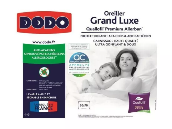 DODO Oreiller Grand luxe Quallofil Allerban 50x70cm